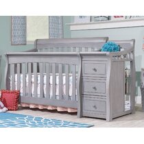 Grey baby cribs outlet with changing table